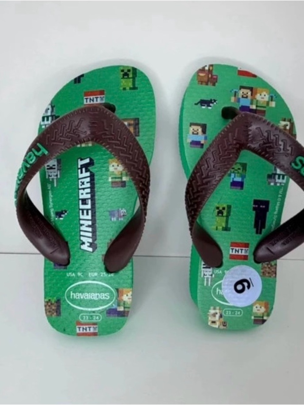 Havaianas Kids Minecraft Green & Brown Flip Flops